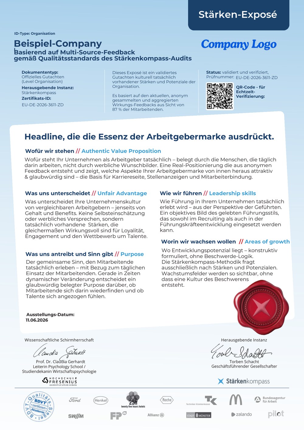 Beispiel eines Stärken-Exposés für Arbeitgebermarken