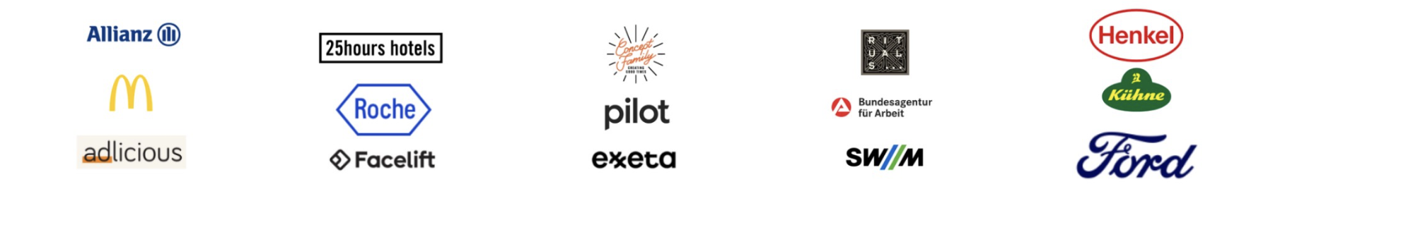 Logos von Unternehmen, die den Stärkenkompass einsetzen